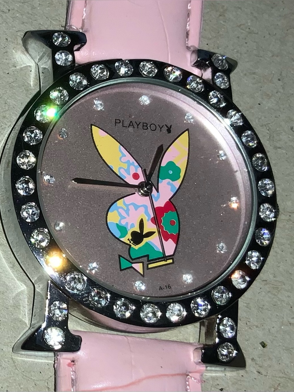 Pink Playboy  Crystal Watch Y2k